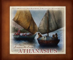 Athanasius on the Nile, talking with soldiers who were searching for him but did not recognize him.   Illustration by Matt Abraxas.
